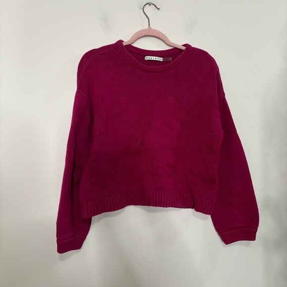 Alice & Olivia heavy knit raspberry sweater L - Picture 1 of 5
